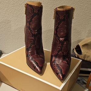 Michael Kors Red and Black Snakeskin Ankle Boots